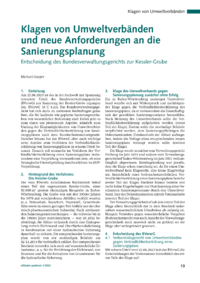 Dokument Klagen von Umweltverbänden und neue Anforderungen an die Sanierungsplanung