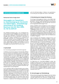 Dokument Herausgabe von Passwörtern zu Beschleunigung der Durchsicht von Datenträgern – Entscheidungsanmerkung zu AG Hamburg, Beschluss vom 30. März 2023, Az: 162 Gs 2237/21