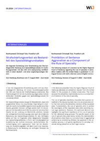 Dokument Strafschärfungsverbot als Bestandteil des Spezialitätsgrundsatzes