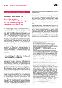 Dokument Umweltstrafrecht – besondere Herausforderungen für die Verteidigung und strafrechtliche Beratung