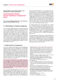 Dokument Strafrechtliche Risiken bei der Sanktions-Compliance Teil 2