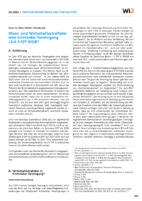 Dokument Wann sind Wirtschaftsstraftäter eine kriminelle Vereinigung i.S.d. § 129 StGB?
