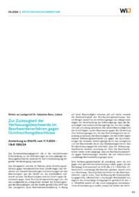 Dokument Zur Zulässigkeit der Verfassungsbeschwerde im Beschwerdeverfahren gegen Durchsuchungsbeschlüsse
