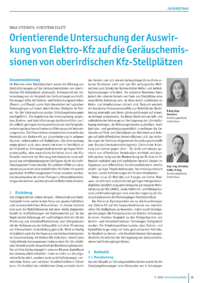 Dokument Orientierende Untersuchung der Auswirkung von Elektro-Kfz auf die Geräuschemissionen von oberirdischen Kfz-Stellplätzen