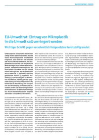 Dokument EU-Umweltrat: Eintrag von Mikroplastik in die Umwelt soll verringert werden