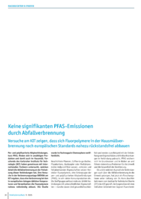 Dokument Keine signifikanten PFAS-Emissionen durch Abfallverbrennung