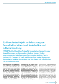 Dokument EU-finanziertes Projekt zur Erforschung von Gesundheitsschäden durch Verkehrslärm und Luftverschmutzung