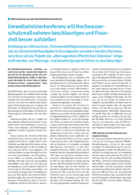 Dokument Umweltministerkonferenz will Hochwasserschutzmaßnahmen beschleunigen und finanziell besser aufstellen