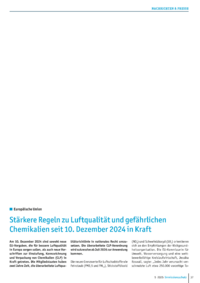 Dokument Stärkere Regeln zu Luftqualität und gefährlichen Chemikalien seit 10. Dezember 2024 in Kraft