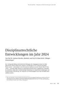 Dokument Disziplinarrechtliche Entwicklungen im Jahr 2024
