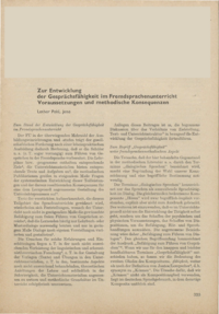 Dokument Zur Entwicklung der Gesprächsfähigkeit im Fremdsprachenunterricht 