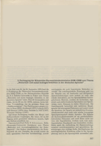 Dokument 5. Fachtagung der Bilateralen Germanistenkommission DDR–CSSR zum Thema „Historisch und sozial bedingte Schichten in der deutschen Sprache“