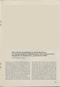 Dokument Das Lehrfach Landeskunde in seiner Beziehung zur kommunikativen Zielstellung des Deutschunterrichts – dargestellt am Beispiel der „Landeskunde DDR“