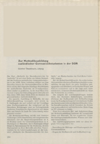 Dokument Zur Methodikausbildung ausl&auml;ndischer Germanistikstudenten in der DDR