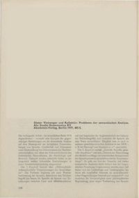 Dokument Dieter Viehweger und Kollektiv: Probleme der semantischen Analyse. Als: Studia Grammatica XV