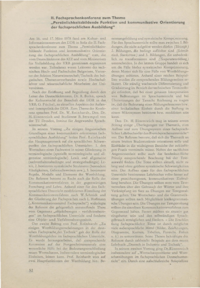 Dokument II. Sprachenkonferenz zum Thema &bdquo;Pers&ouml;nlichkeitsbildende Funktion und kommunikative Orientierung der fachsprachlichen Ausbildung&ldquo;