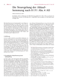 Dokument Die Neuregelung der Ablaufhemmung nach § 171 Abs. 4 AO