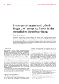 Dokument Steuergestaltungsmodell &bdquo;Goldfinger 2.0&ldquo; erregt Aufsehen in der steuerlichen Betriebspr&uuml;fung