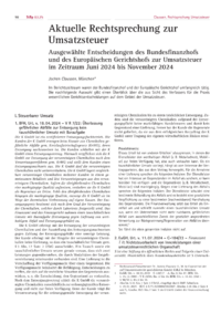 Dokument Aktuelle Rechtsprechung zur Umsatzsteuer