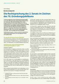 Dokument Bundessozialgericht: Die Rechtsprechung des 2. Senats im Zeichen des 70. Gründungsjubiläums