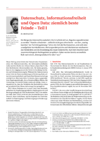 Dokument Datenschutz, Informationsfreiheit und Open Data: ziemlich beste Feinde – Teil I