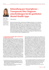 Dokument Behandlung per Smartphone – Transparenz über Diagnoseentscheidungen bei KI-gestützten Mental-Health-Apps