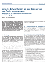 Dokument Aktuelle Entwicklungen bei der Besteuerung von Sanierungsgewinnen