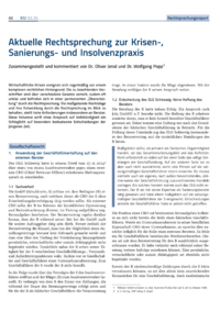 Dokument Aktuelle Rechtsprechung zur Krisen-, Sanierungs- und Insolvenzpraxis