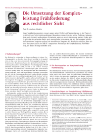 Dokument Die Umsetzung der Komplexleistung Frühförderung aus rechtlicher Sicht