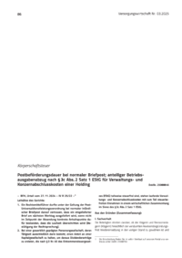 Dokument Postbeförderungsdauer bei normaler Briefpost; anteiliger Betriebsausgabenabzug nach § 3c Abs. 2 Satz 1 EStG für Verwaltungs- und Konzernabschlusskosten einer Holding