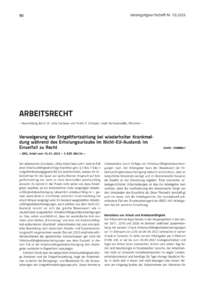 Dokument Verweigerung der Entgeltfortzahlung bei wiederholter Krankmeldung während des Erholungsurlaubs im Nicht-EU-Ausland: Im Einzelfall zu Recht