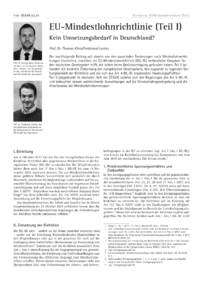 Dokument EU-Mindestlohnrichtlinie (Teil I)
