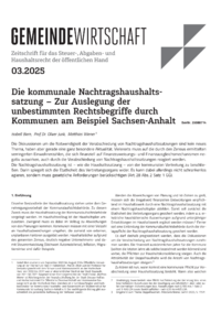 Dokument Die kommunale Nachtragshaushaltssatzung – Zur Auslegung der unbestimmten Rechtsbegriffe durch Kommunen am Beispiel Sachsen-Anhalt