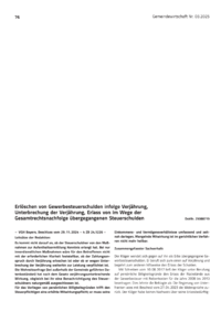 Dokument Erlöschen von Gewerbesteuerschulden infolge Verjährung, Unterbrechung der Verjährung, Erlass von im Wege der Gesamtrechtsnachfolge übergegangenen Steuerschulden
