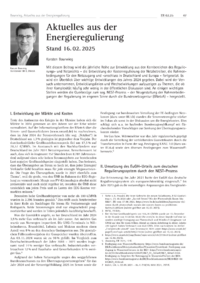 Dokument Aktuelles aus der Energieregulierung