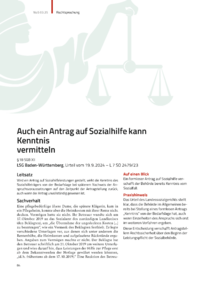 Dokument Auch ein Antrag auf Sozialhilfe kann Kenntnis vermitteln