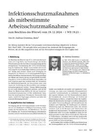 Dokument Infektionsschutzmaßnahmen als mitbestimmte Arbeitsschutzmaßnahme