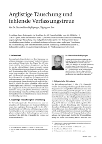 Dokument Arglistige Täuschung und fehlende Verfassungstreue