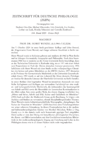 Dokument Nachruf Prof. Dr. Horst Wenzel (6.5.1941–7.10.2024)