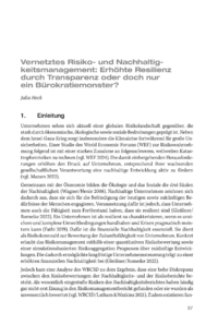 Dokument Vernetztes Risiko- und Nachhaltigkeitsmanagement: Erhöhte Resilienz durch Transparenz oder doch nur ein Bürokratiemonster?