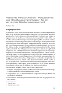 Dokument Resiliente Infrastrukturen – Perspektiven und Handlungsempfehlungen für ein vernetztes Resilienzmanagement