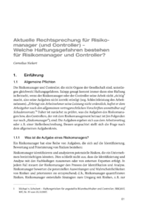 Dokument Aktuelle Rechtsprechung für Risikomanager (und Controller) – Welche Haftungsgefahren bestehen für Risikomanager und Controller?