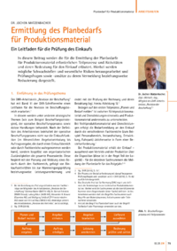 Dokument Ermittlung des Planbedarfs für Produktionsmaterial