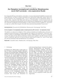 Dokument Zur Rezeption konzeptionell mündlicher Morphosyntax durch DaF-Lernende – eine explorative Studie