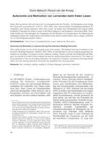 Dokument Autonomie und Motivation von Lernenden beim freien Lesen