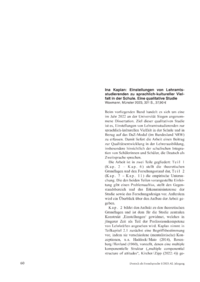 Dokument Ina Kaplan: Einstellungen von Lehramtsstudierenden zu sprachlich-kultureller Vielfalt in der Schule. Eine qualitative Studie