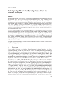 Dokument Deutschsprachige Minderheit und sprachpolitische Akteure des Deutschen in Georgien