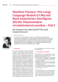 Dokument Machine Finance: Wie Large Language Models (LLMs) auf Basis künstlicher Intelligenz (KI) die Finanzanalyse revolutionieren werden – Teil 2