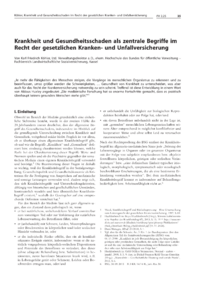 Dokument Krankheit und Gesundheitsschaden als zentrale Begriffe im Recht der gesetzlichen Kranken- und Unfallversicherung