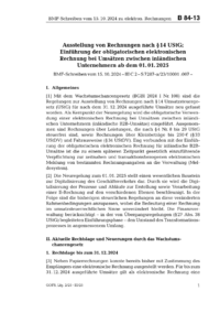 Dokument Ausstellung von Rechnungen nach § 14 UStG; Einführung der obligatorischen elektronischen Rechnung bei Umsätzen zwischen inländischen Unternehmern ab dem 01.01.2025